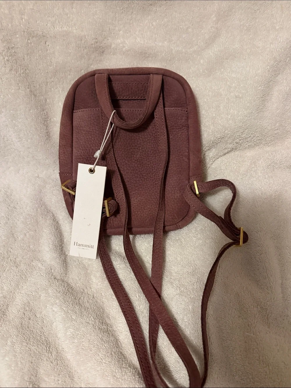 Hammitt Pebbled Leather Cosmetic Pouch in Mauve with Gold Studs